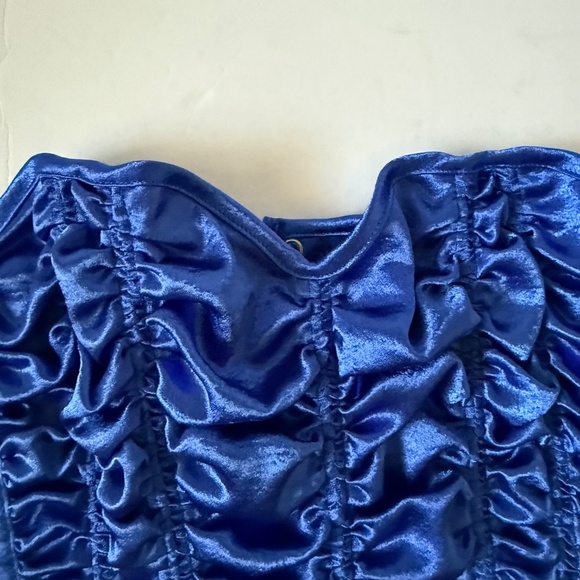 Fredrick's Of Hollywood Blue Ruched Sweetheart Strapless Corset Size 32 Coquette - Picture 3 of 13